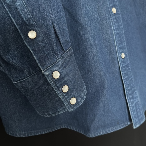 Carhartt Pearl Snap Heavy Blue Denim Shirt - Picture 3 of 6